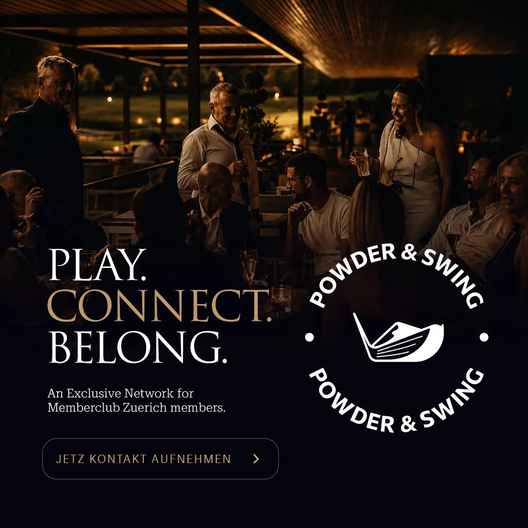 Powder & Swing — Play. Connect. Belong. Ein exklusives Netzwerk für MemberClub Zürich Mitglieder.